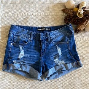 Mid-Rise Cut Jean Shorts - Express